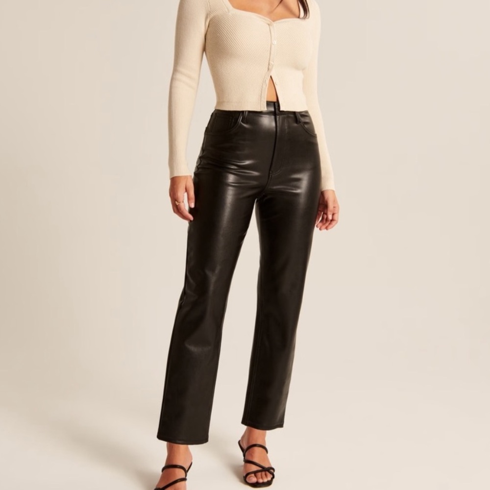 Abercrombie Ankle Straight Leather Pants